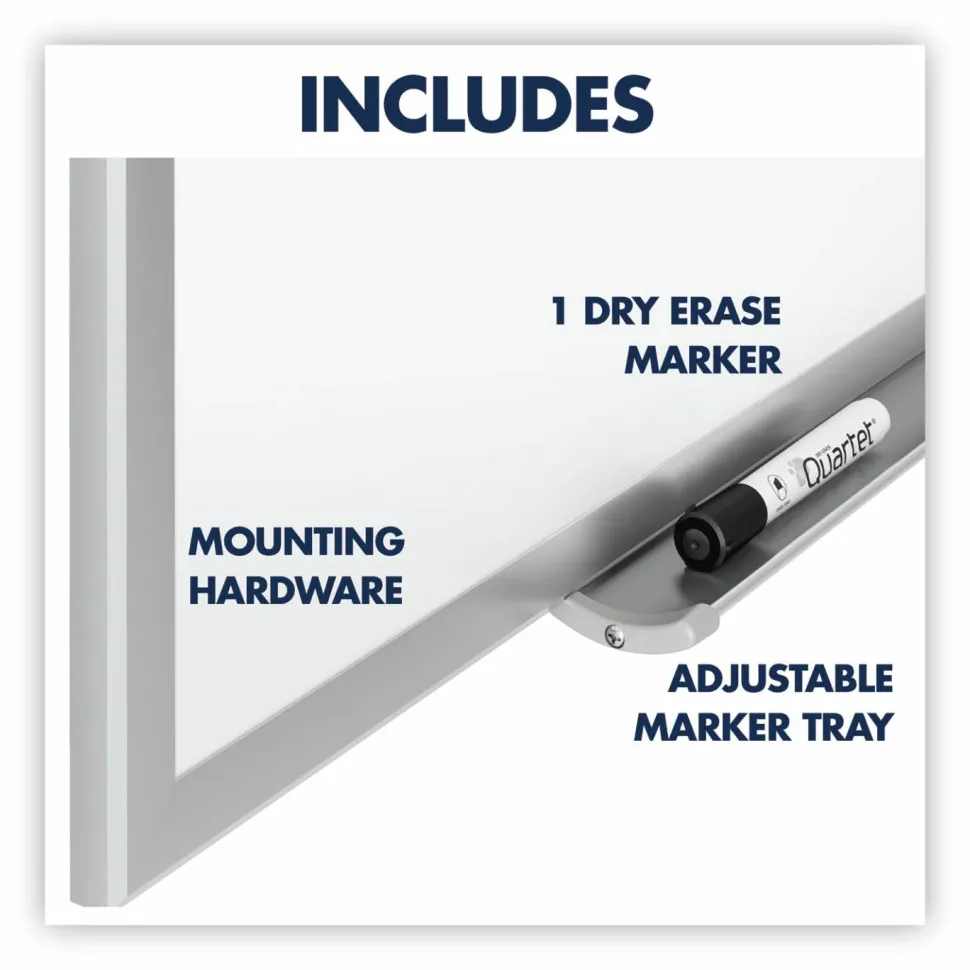 Quartet Classic Total Erase Non-Magnetic Melamine Dry-Erase Whiteboard, 36" x 24", Aluminum Frame With Silver Finish