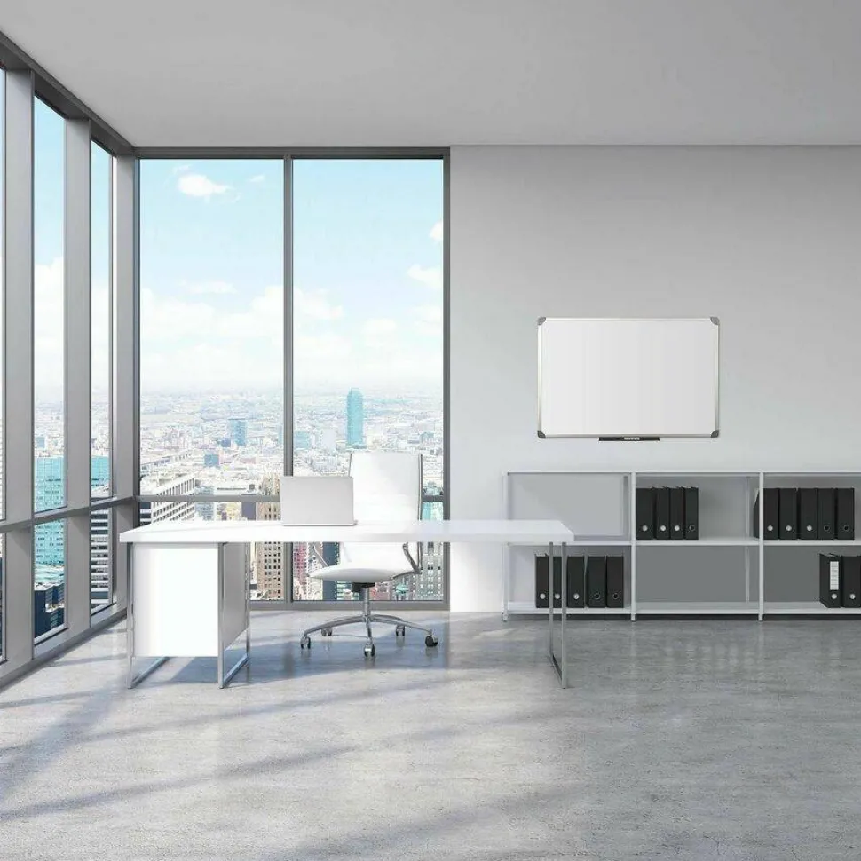 Quartet Euro Style Magnetic Dry-Erase Whiteboard, 24" x 36", Aluminum Frame With Silver Finish