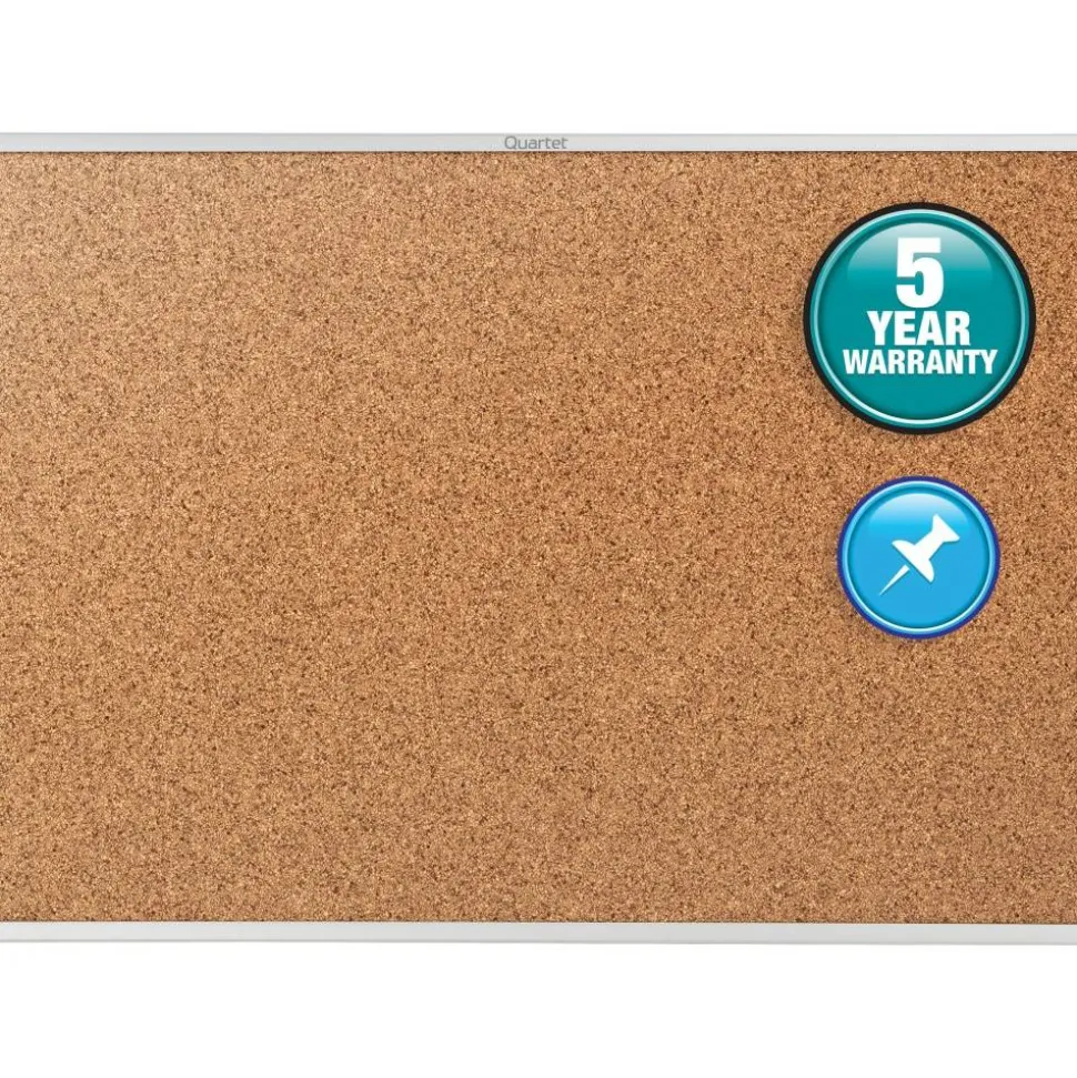 Quartet Classic Cork Bulletin Board, 48" x 72", Aluminum Frame With Silver Finish