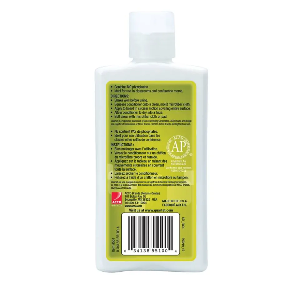 Quartet Dry-Erase Board Cleaner & Conditioner For Melamine/Porcelain Boards, 8 Oz