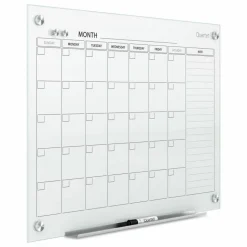 Quartet Infinity Magnetic Glass Calendar Board, Monthly Planning/Scheduling, 48" x 36", White Surface, Undated Calendar
