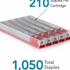 Rapid Heavy-Duty Stapler Cartridge, 7/16", Red, 210 Per Cartridge, Pack of 5 Cartridges