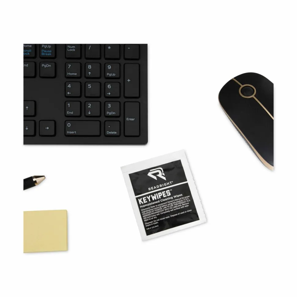 Read Right KeyWipes Keyboard Wet Wipes, 6.88 x 5, Unscented, 18/Box