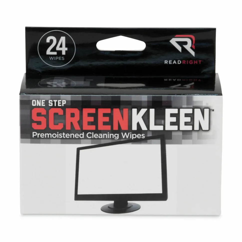 Read Right OneStep ScreenKleen Wipes, 5 x 5, Unscented, 24/Box