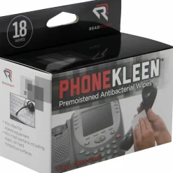Read Right PhoneKleen Premoistened Antibacterial Wipes, Cloth, 5 x 5, 18/Box