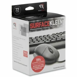 Read Right SurfaceKleen Premoistened Alcohol Cleaning Wipes, 5 x 5, Individual Foil Packets, Unscented, White, 72/Box