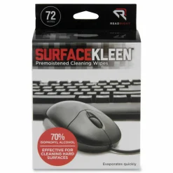 Read Right SurfaceKleen Premoistened Alcohol Cleaning Wipes, 5 x 5, Individual Foil Packets, Unscented, White, 72/Box