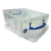 Really Useful Box Plastic Storage Container With Built-In Handles And Snap Lid, 17 Liters, 18 7/8" x 15 3/8" x 8", Clear
