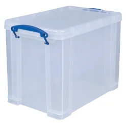 Really Useful Box Plastic Storage Container With Built-In Handles And Snap Lid, 19 Liters, 14 1/2" x 10 1/4" x 11 1/8", Clear