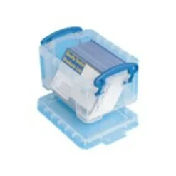 Really Useful Box Plastic Storage Container With Built-In Handles And Snap Lid, 0.3 Liter, 4 3/4" x 3 1/4" x 2 1/2", Clear