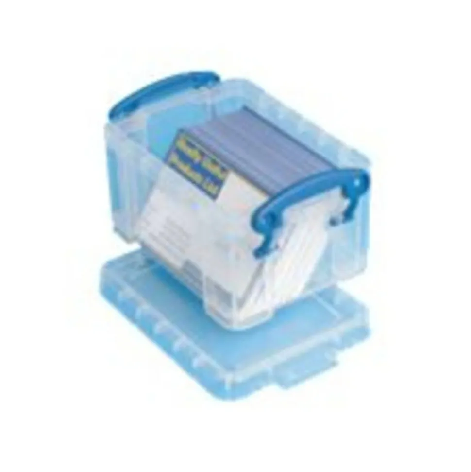 Really Useful Box Plastic Storage Container With Built-In Handles And Snap Lid, 0.3 Liter, 4 3/4" x 3 1/4" x 2 1/2", Clear