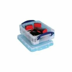 Really Useful Box Plastic Storage Container With Built-In Handles And Snap Lid, 1.75 Liters, 9 1/2" x 7" x 3", Clear