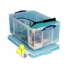 Really Useful Box Plastic Storage Container With Handles/Latch Lid, 28" x 17 5/16" x 12 1/4", Clear