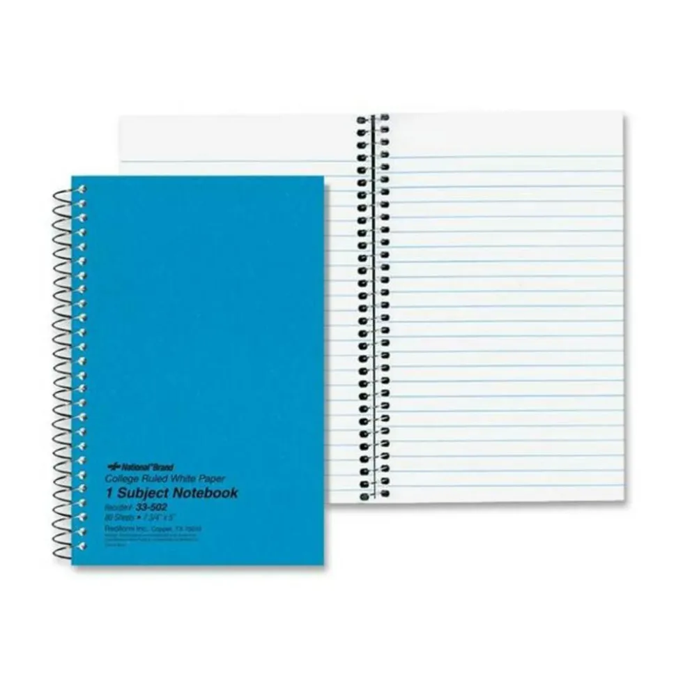 Rediform Kolor-Kraft Notebook, 5" x 7-3/4", 1 Subject, 80 Sheets, Blue