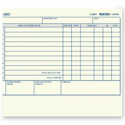 Rediform Daily Time Clock Card Pads, For Daily Time/2-Page, 4.25" x 7", Manila, 100 Pages