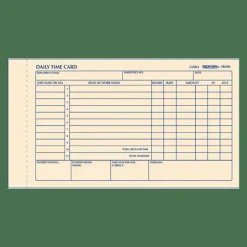 Rediform Daily Time Clock Card Pads, For Daily Time/2-Page, 4.25" x 7", Manila, 100 Pages