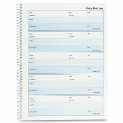 Rediform Follow-Up Voice Mail Log Book, 8" x 10 5/8", 500 Sheets, 50% Recycled, Blue
