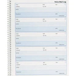 Rediform Follow-Up Voice Mail Log Book, 8" x 10 5/8", 500 Sheets, 50% Recycled, Blue