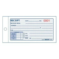Rediform Money Receipt 2/Part Collection Forms - 50 Sheet(s) - 2 PartCarbonless Copy - 5"x2 3/4" Sheet Size - White, Yellow - Assorted Sheet(s)