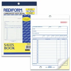 Rediform 2-Part Carbonless Sales Forms - 50 Sheet(s) - Stapled - 2 Part - Carbonless Copy - 5.50"x7.87" Sheet Size - 5L320