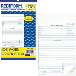 Rediform 2-Part Job Work Order Book, 2 Part, 5-1/2" x 8-1/2", 50 Sheets, Blue/Red
