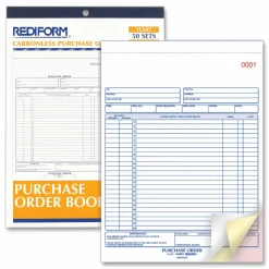 Rediform Purchase Order Book, 17 Lines, Three-Part Carbonless, 8.5 x 11, 50 Forms Total