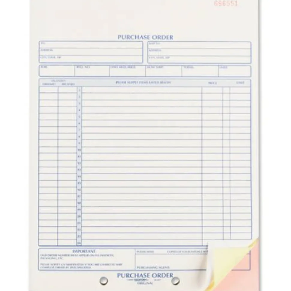 Rediform Purchase Order Book, 17 Lines, Three-Part Carbonless, 8.5 x 11, 50 Forms Total