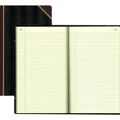 Rediform Texhide Cover Record Books With Margin, 8 3/4" x 14 1/4", 500 Sheets, 100% Recycled, Black