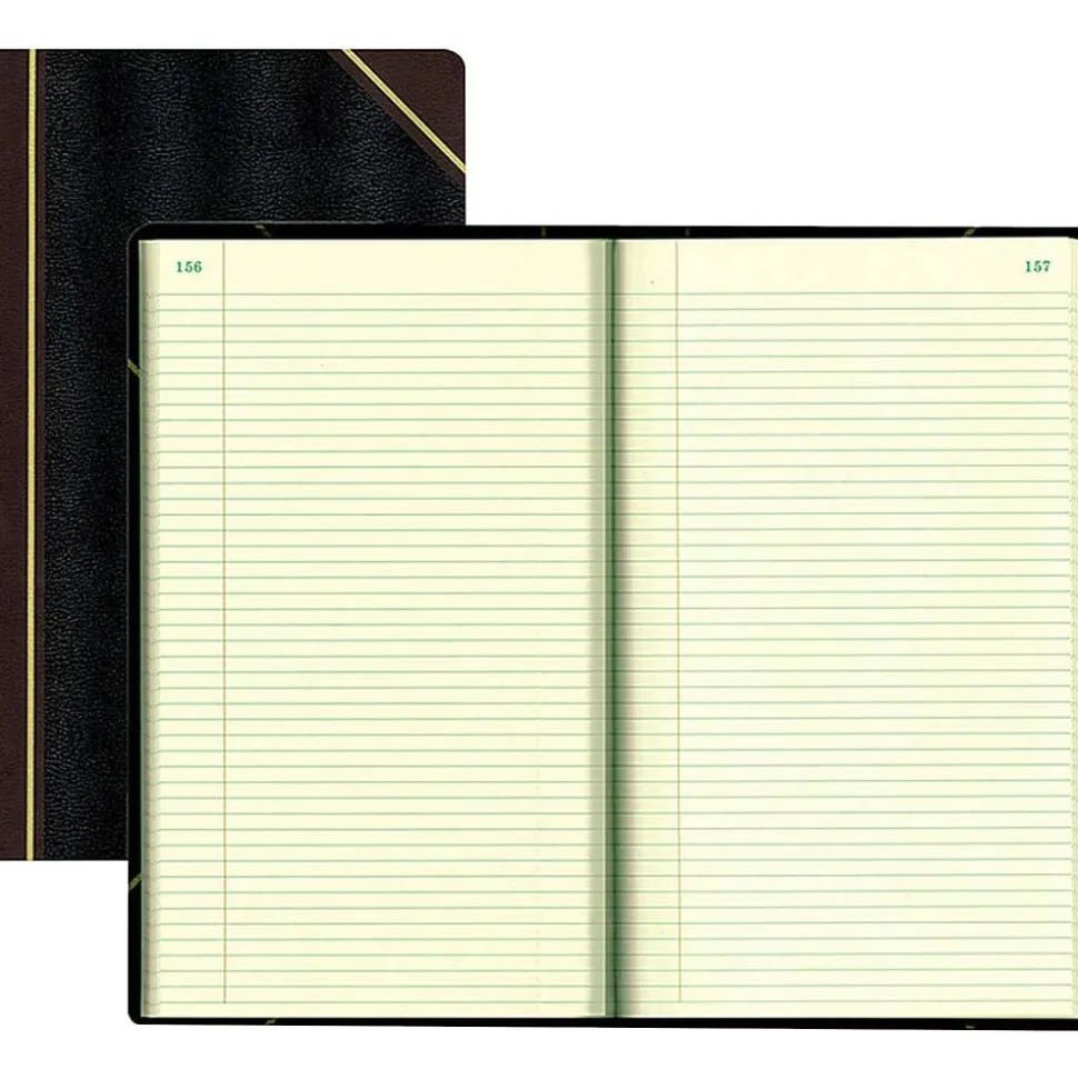 Rediform Texhide Cover Record Books With Margin, 8 3/4" x 14 1/4", 500 Sheets, 100% Recycled, Black