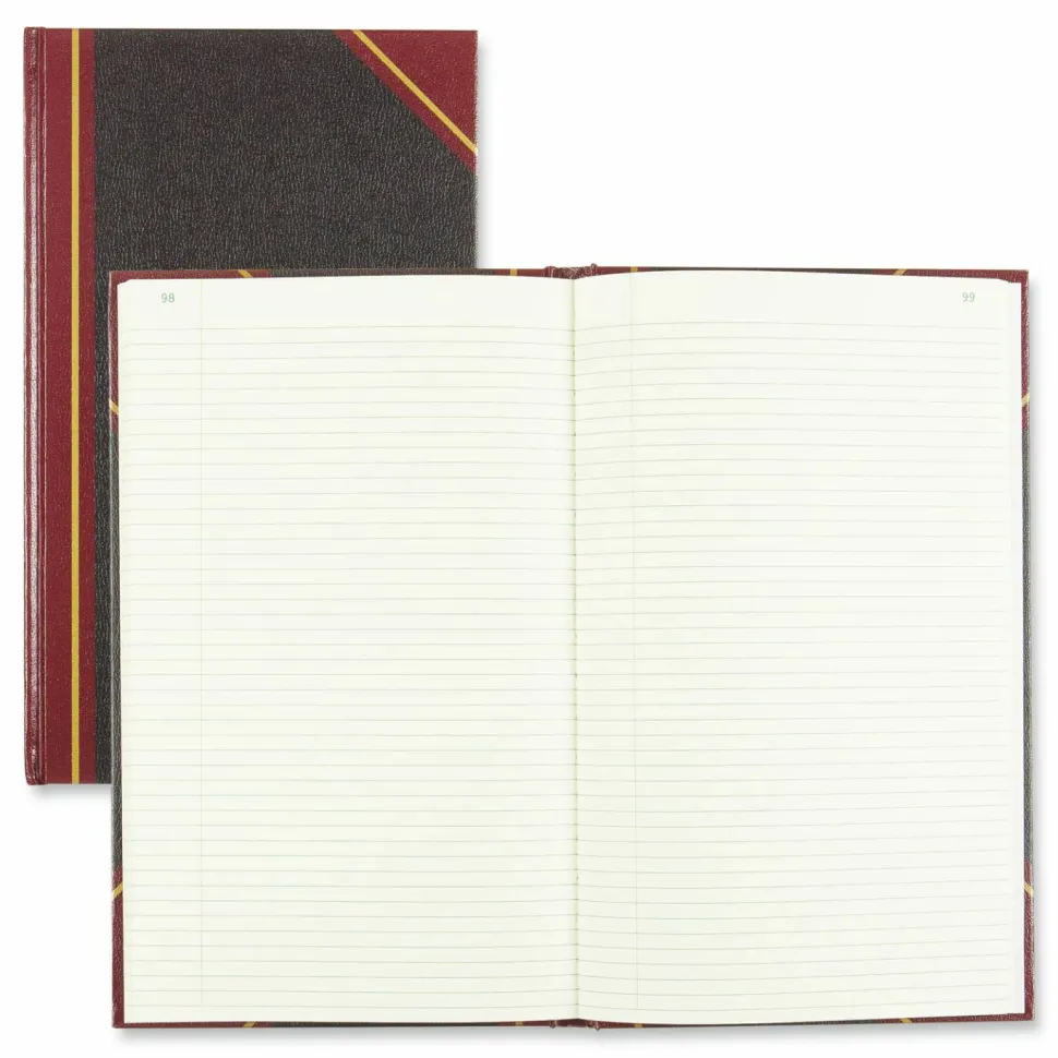 Rediform Texhide Cover Record Books With Margin, 8 3/4" x 14 1/4", 500 Sheets, 100% Recycled, Black