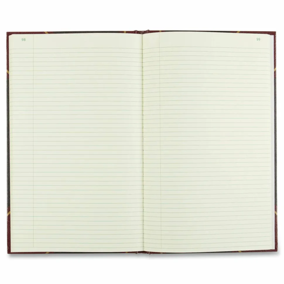 Rediform Texhide Cover Record Books With Margin, 8 3/4" x 14 1/4", 500 Sheets, 100% Recycled, Black