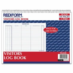 Rediform Visitor's Log Book, Letter Size (8 1/2" x 11"), 50 Sheets, 50% Recycled, Blue