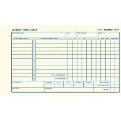 Rediform Weekly Time Clock Card Pad, 4.25" x 7", Manila, Pad Of 100