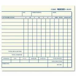 Rediform Weekly Time Clock Card Pad, 4.25