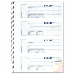 Rediform Wirebound Money Receipt Book, 3-Part, Carbonless, 2 3/4" x 7", Set Of 120