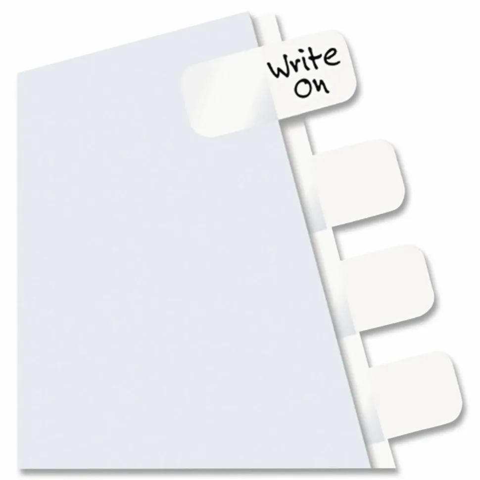 Redi-Tag Permanent Index Tabs, Blank, White, Pack Of 12