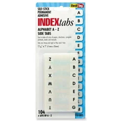 Redi-Tag Permanent Index Tabs, Alphabetical A-Z, Side, White, 4 Sets, Pack Of 104 Tabs