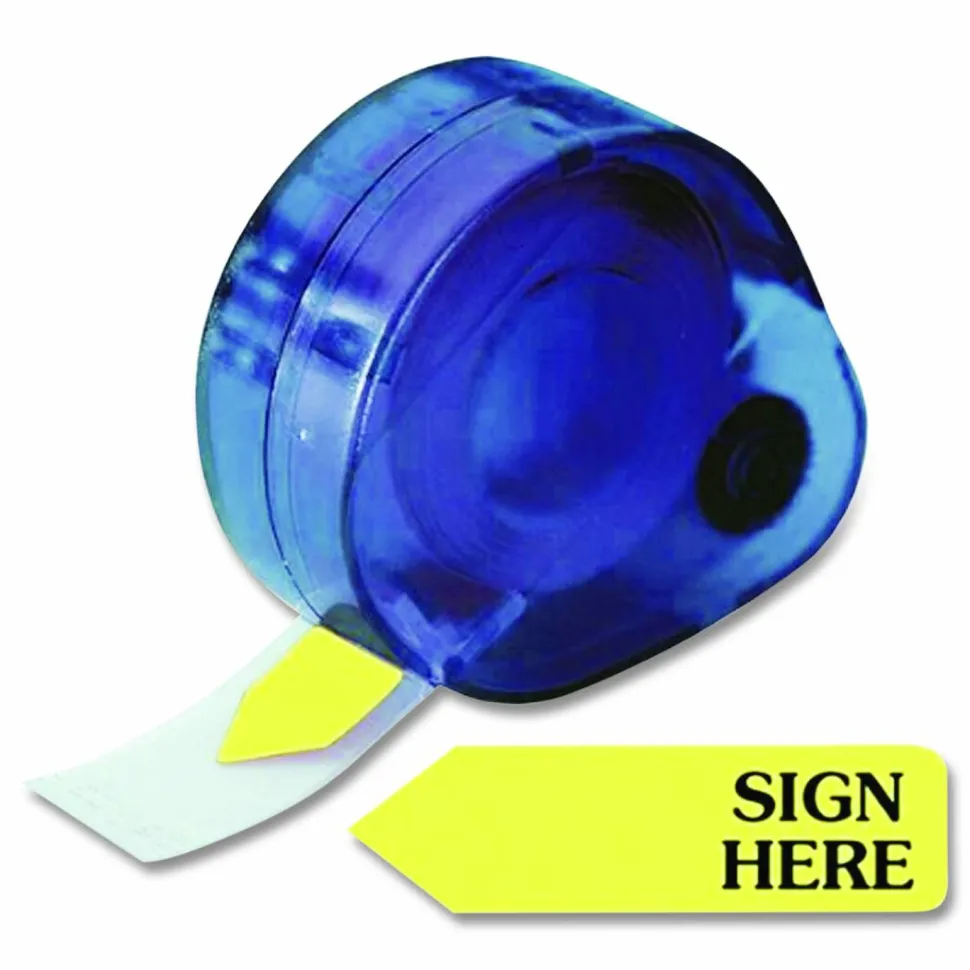 Redi-Tag Preprinted Signature Flags In Dispenser, SIGN HERE, Yellow