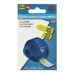 Redi-Tag Preprinted Signature Flags In Dispenser, SIGN HERE, Yellow