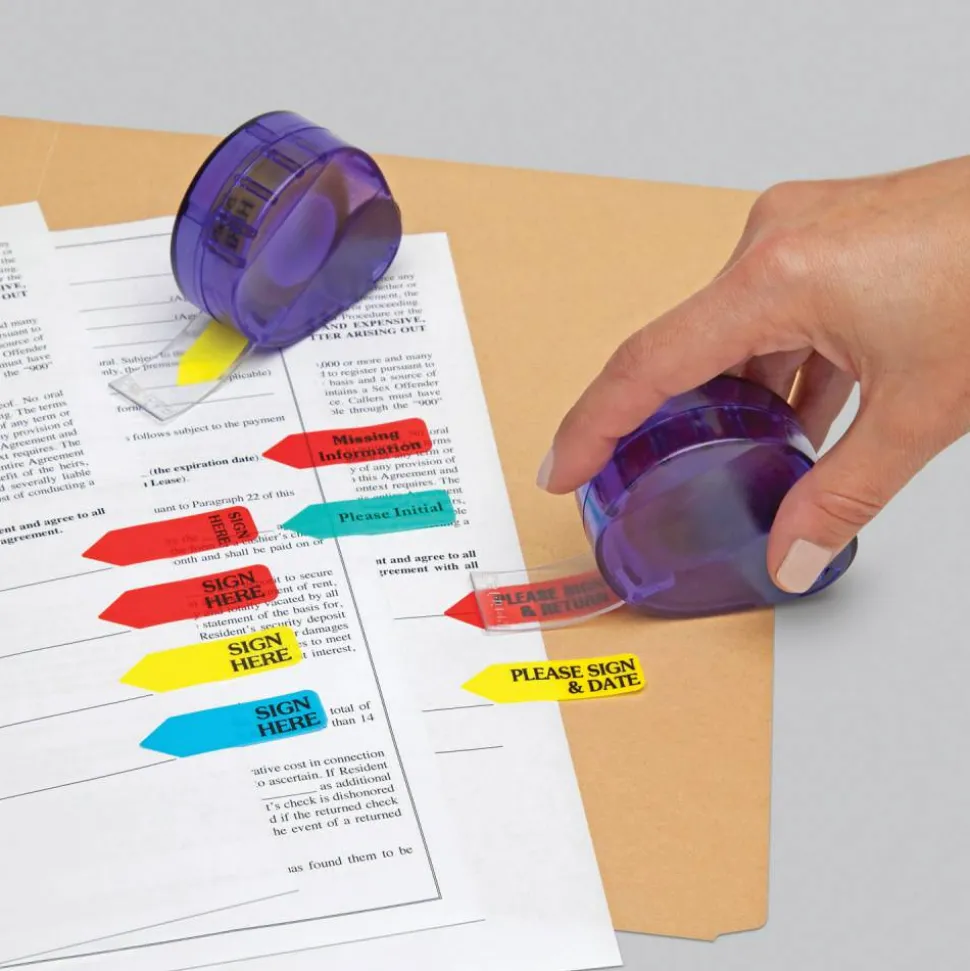 Redi-Tag Preprinted Signature Flags In Dispenser, PLEASE SIGN & DATE, Yellow