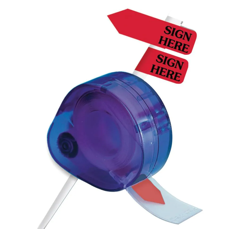 Redi-Tag Preprinted Signature Flags In Dispenser, SIGN HERE, Red