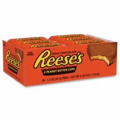 Reese's Peanut Butter Cups Bar, Full Size, 1.5 oz Bar, 2 Cups/Bar, 36 Bars/Box
