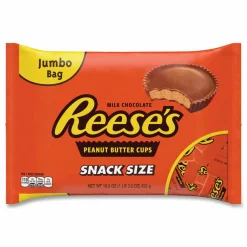 Reese's Snack Size Peanut Butter Cups, Jumbo Bag, 19.5 oz Bag