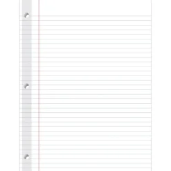 Reinforced Filler Paper, 8" x 10-1/2", College Ruled, White, Pack Of 100 Sheets