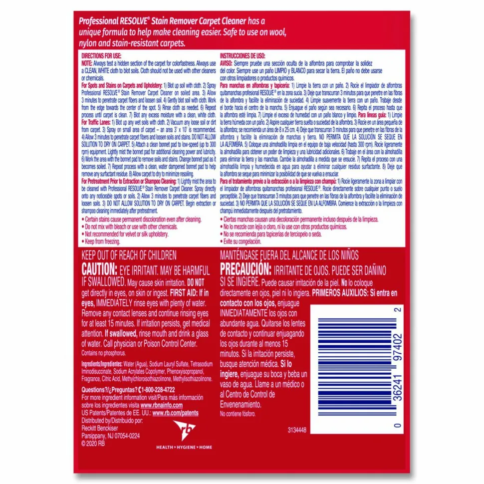 Resolve Professional Carpet Spot Cleaner, 32 Oz Bottle, Case Of 12