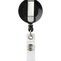 Retracting ID Card Reels, Black, Pack Of 12