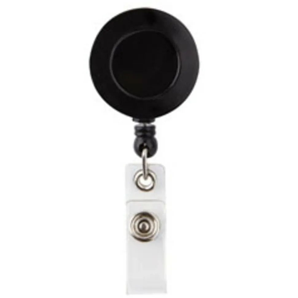 Retracting ID Card Reels, Black, Pack Of 12
