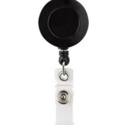 Retracting ID Card Reels, Black, Pack Of 12
