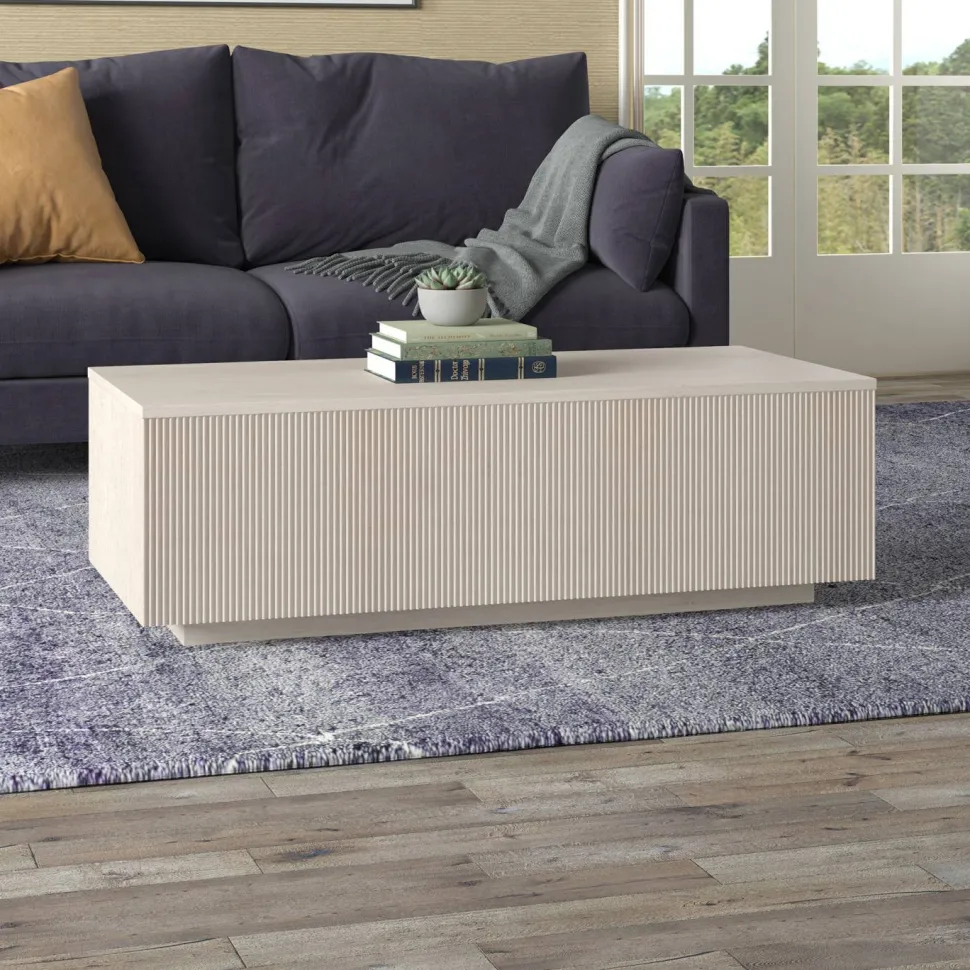 Reyes 48" Wide Rectangular Coffee Table in Alder White
