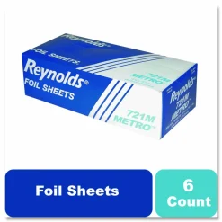 Reynolds Wrap Metro Pop-Up Aluminum Foil Sheets, 12" x 10-3/4", Silver, 500 Sheets Per Box, Carton Of 6 Boxes